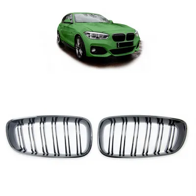 Grill sportowy podwójne żeberka Gloss Black  BMW 1 (F20, F21) Hatchback Facelift 2015-2019