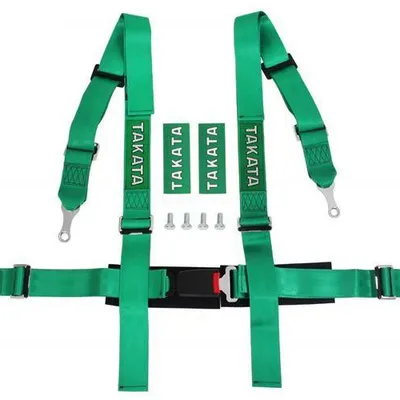 Pasy sportowe 4p 2" Green - Takata Replica