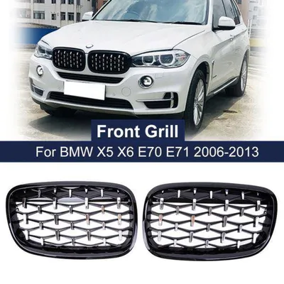 Grill bmw x5 e70 x6 e71 07-14 black chrome diamond