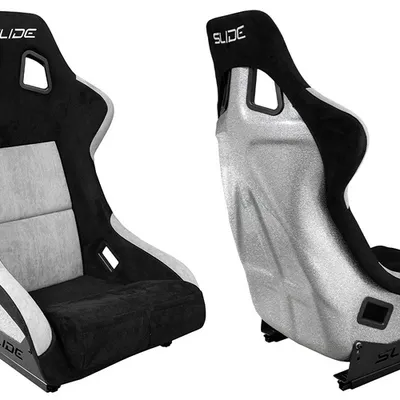 Fotel sportowy SLIDE KS2 Premium Black & Grey Welur Silver Glitter