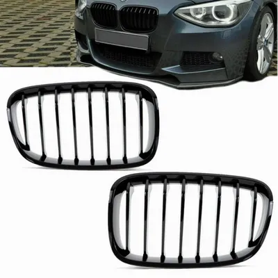 Grill sportowy pojedyncze żeberka Gloss Black  BMW 1 (F20, F21) Hatchback przed liftem 2011-2015