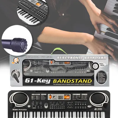 Keyboard pianino do nauki organy dla dzieci dorosłych 61 klawiszy mikrofon zasilacz zestaw