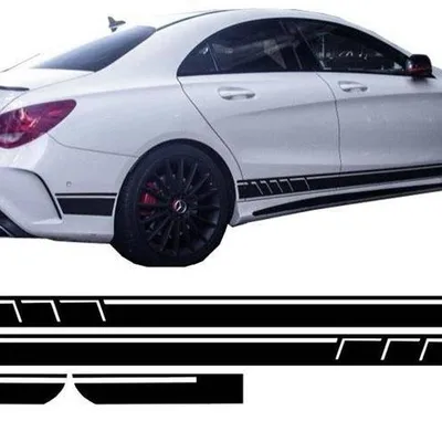 Boczne naklejki czarny matt mercedes c117 cla amg