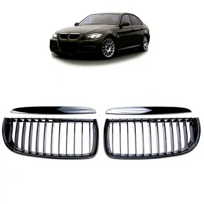 Grill sportowy pojedyncze żeberka Gloss Black BMW 3 E90 E91 przed liftem 2005-2008