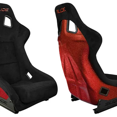 Fotel sportowy SLIDE KS2 Premium Black Welur Red Glitter