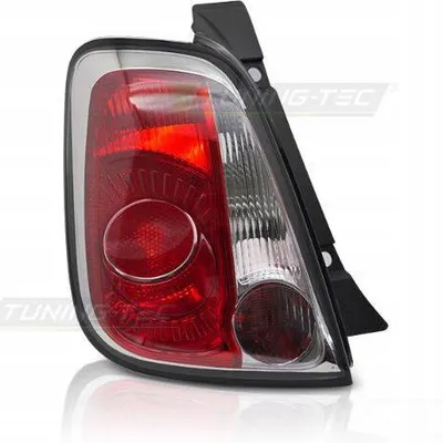 Lampa lewa klosz tyc red white do Fiat 500 07-15