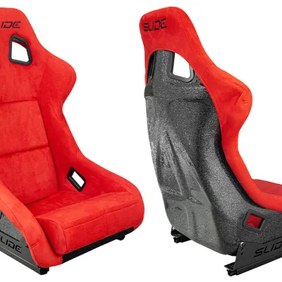 Fotel sportowy SLIDE KS2 Premium Red Welur Black Glitter