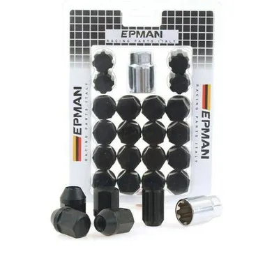 Nakrętki M12x1.25 Alu 34mm EPMAN Black Stożek Zabezpieczające