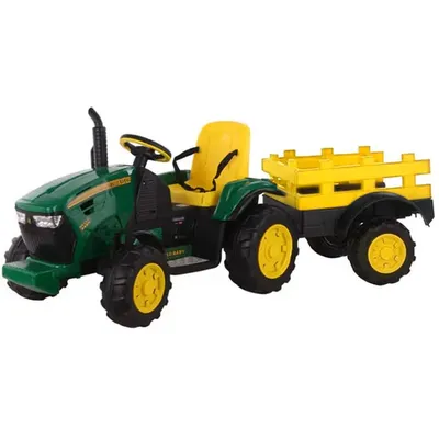 Traktor elektryczny dla dzieci 12V z przyczepą | Pilot RC | Pompowane koła | LED | USB | 2x540