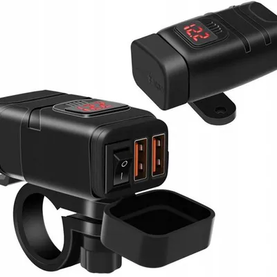 Ładowarka zasilacz 2xusb qc3.0 woltomierz przycisk