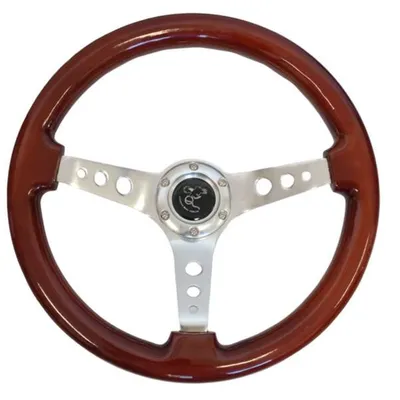 Kierownica drewniana 350mm srebrny mat