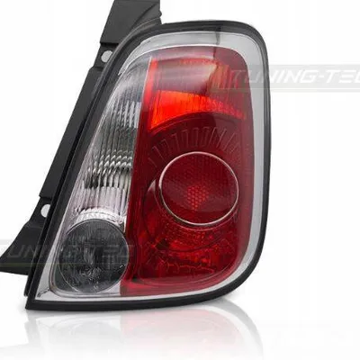 Lampa prawa klosz tyc red white do Fiat 500 07-15