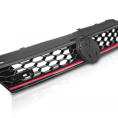 Atrapa / Grill VW Polo 6R 2009–2017 Sport Style Glossy Black z czerwoną listwą