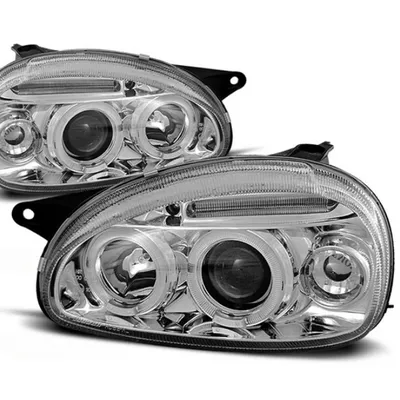Lampy Opel Corsa B 93-00 Ringi Chrom Szklany Klosz