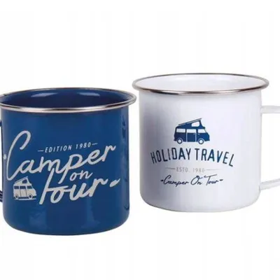 Turystyczny Kubek Emaliowany 2szt Holiday Travel