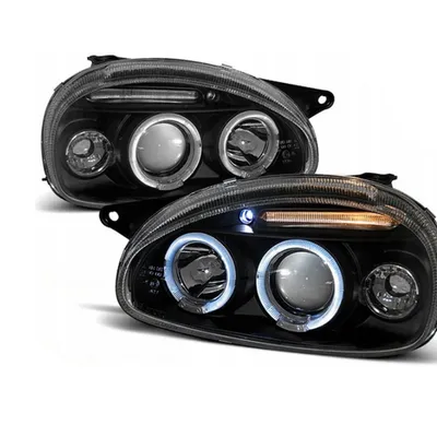 Lampy Opel Corsa B 93-00 Ringi Black Szklany Klosz