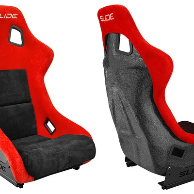 Fotel sportowy SLIDE KS2 Premium Black & Red Welur Black Glitter