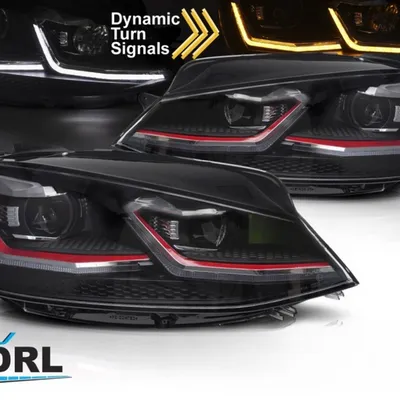 Lampy przednie reflektory red led seq drl vw golf vii 7