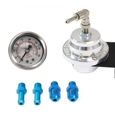 Regulator ciśnienia paliwa TurboWorks AN6 + zegar SILVER