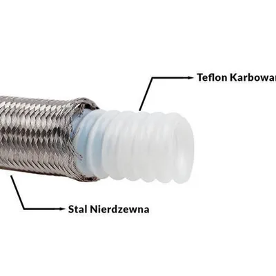 Przewód teflononwy PTFE AN10 14mm karbowany oplot stalowy
