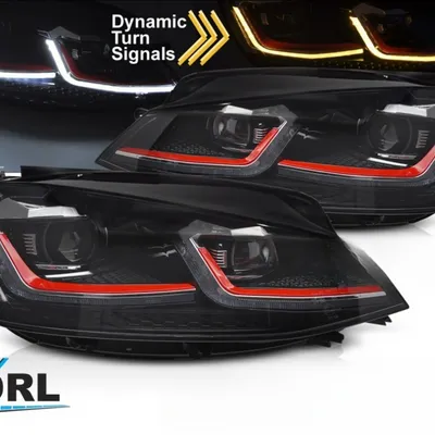 Lampy przednie reflektory red led seq drl vw golf vii