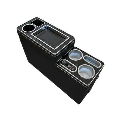Podłokietnik ze schowkiem i portem USB, LED, czarna skóra, do VW Bus T5 T6 03-.