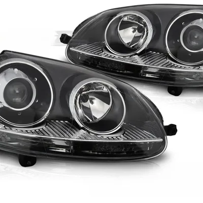 Reflektory Lampy przednie soczewkowe VW Golf V 2003–2009 Black H7/HID