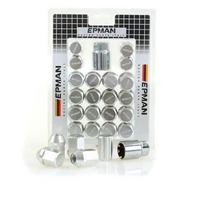 Nakrętki M12x1.25 Alu 34mm EPMAN Silver Stożek Zabezpieczające
