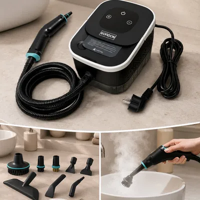 Myjka parowa 2500 w czarna parownica czyścik urządzenie czyszczące zasilane do mycia czyszczenia kuchni łazienki różnych powierzchni