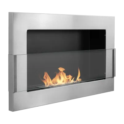 Biokominek wiszący z szybą  650x400 inox
