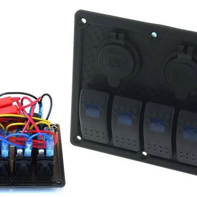 Przełącznik ON-OFFx5, 1xZ, 2xUSB 3.1A , 2xB 15A Niebieski