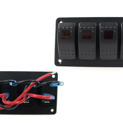 Włącznik panel Alu, ON/OFFx4 Red