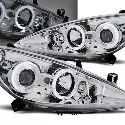 Reflektory przednie Peugeot 307 CHROM RINGI