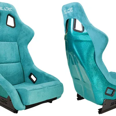 Fotel sportowy SLIDE KS2 Premium Sea-Blue Welur & Sea-Blue Glitter