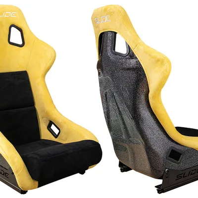 Fotel sportowy SLIDE KS2 Premium Black & Yellow Welur Black Glitter
