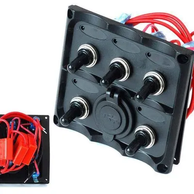 Panel przełączników 12V SPST/ON-OFFx5, 2xUSB, 3B 15A IP68