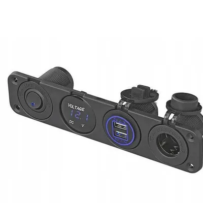 Ładowarka samochodowa gniazdo DIN + woltomierz + port USB A