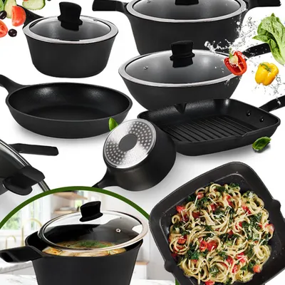 Zestaw garnków aluminiowych powłoka non-stick 8 elementów indukcja gaz piekarnik