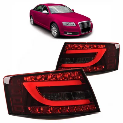 Zestaw Lamp Tylnych LED Red Smoke AUDI A6 C6 przed liftem 2004-2008