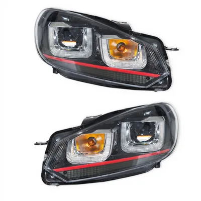 Zestaw Lamp Halogenowych Red Black DRL VW GOLF VI 2009-obecnie