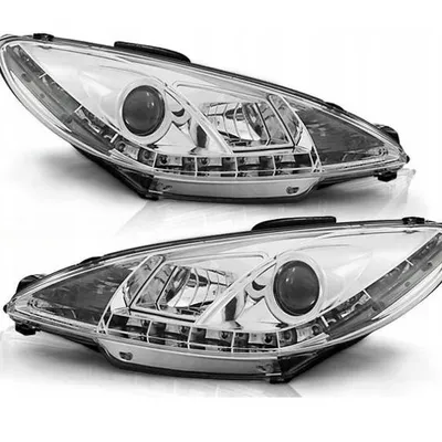 Lampy Reflektory Peugeot 206 98-02 Daylight Chrome