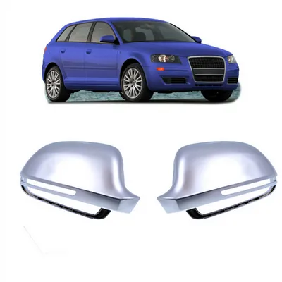 Mirror Cover Set Matt Silver Lane Assist AUDI A3 A4 B8 Allroad A5 A6 C6 Allroad A8 D3 Q3 2008-2011