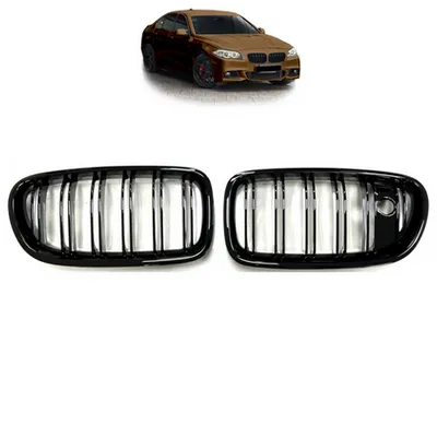 Grill sportowy podwójne żeberka Gloss Black Camera BMW 5 F10 F11 2010-2018