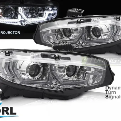 Reflektory lampy Full LED DRL Honda Civic X (2016–2021) | Dynamiczny
