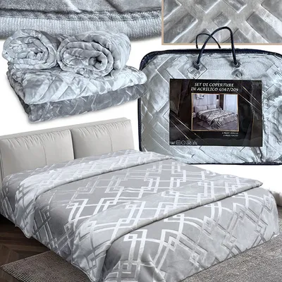Komplet narzut na sofę 160 x 210 cm i dwa fotele 70 x 160 cm dolce far niente w walizce akrylowy tłoczony wzór geometryczny