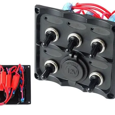 Panel przełączników 12V SPST/ON-OFFx5, 1xGZ, 3B 15A IP68