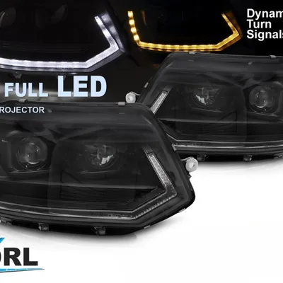 Reflektory Full LED Tube Light T6 Look Black DRL SEQ – VW T5 2010–2015