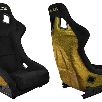 Fotel sportowy SLIDE KS2 Premium Black Welur Gold Glitter
