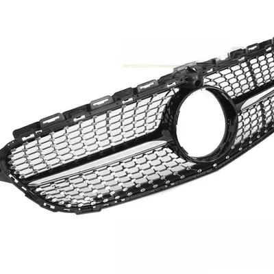 Grill Mercedes C-Klasa W205 / S205 / C205 / A205 2014–2018 Diamond Black Chrome z miejscem na kamerę