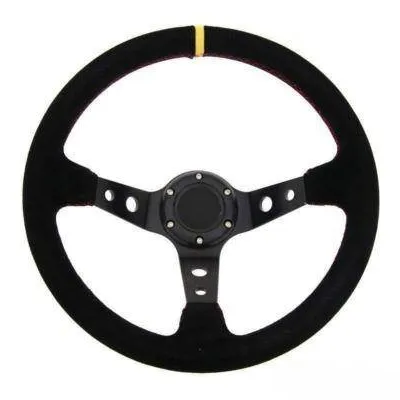 Kierownica hd-5125 zamszowa yellow red 350 mm
